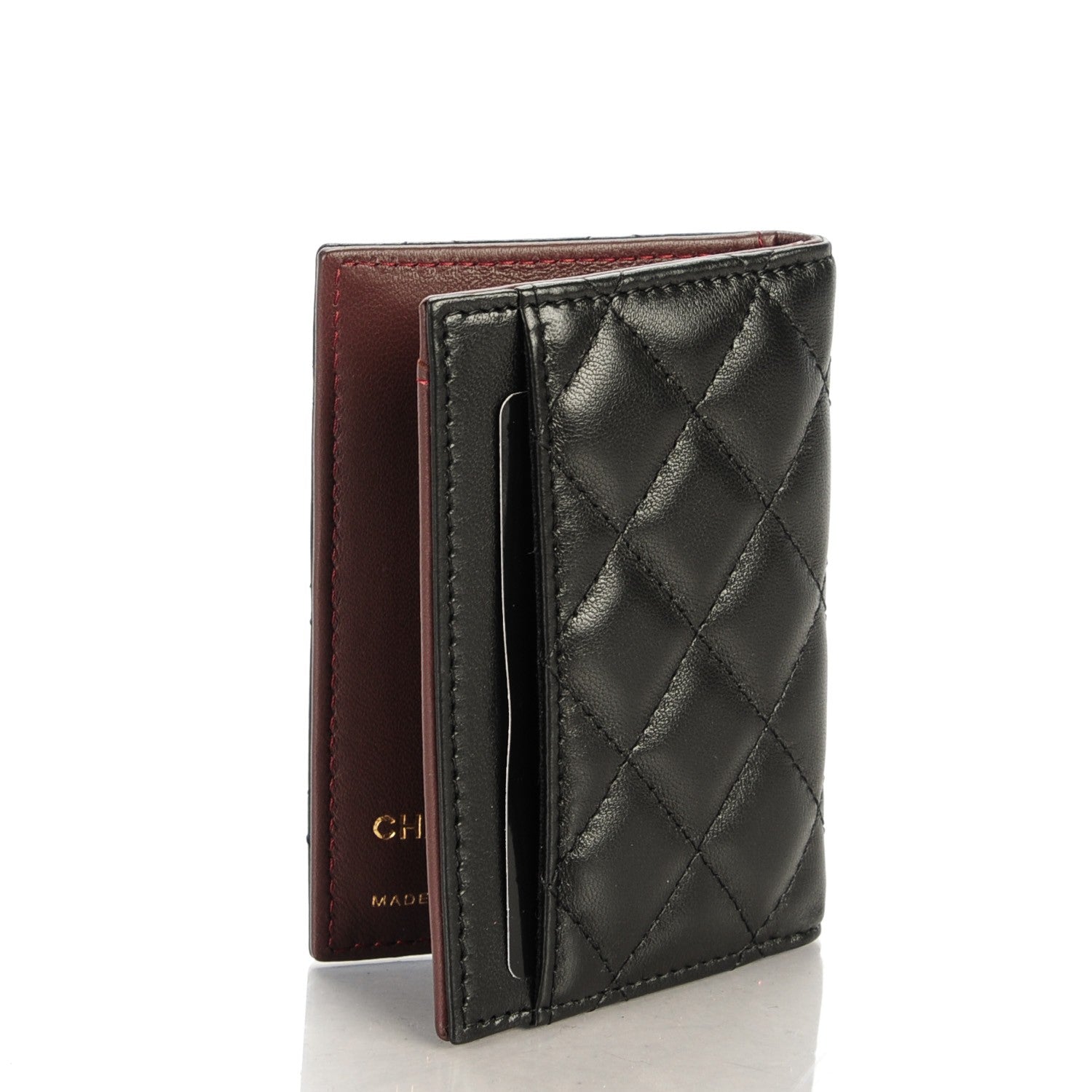 Chanel Lambskin Quilted Card Holder Wallet Black 3 of 7
