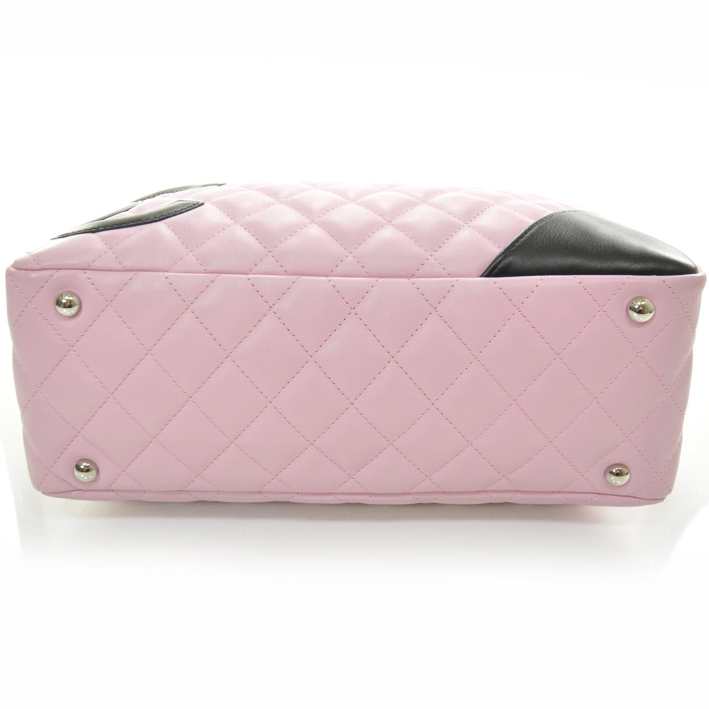 Calfskin Quilted Large Cambon Bowler Pink Black