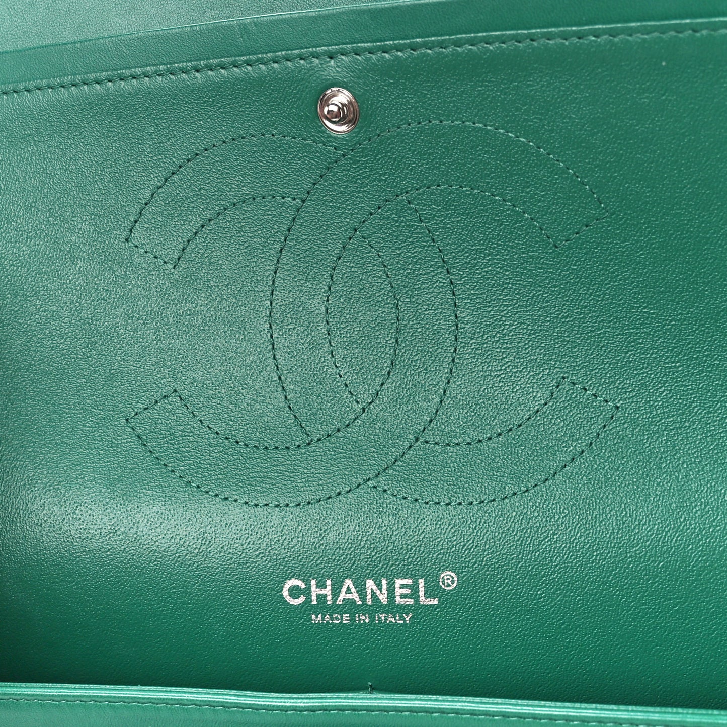 Lambskin Quilted Jumbo Double Flap Green