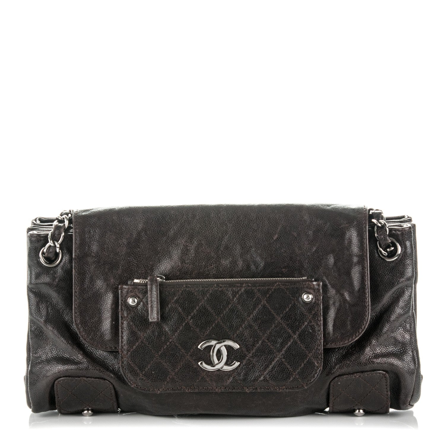Chanel Glazed Caviar Pocket In The City Tote Brown 1 of 8