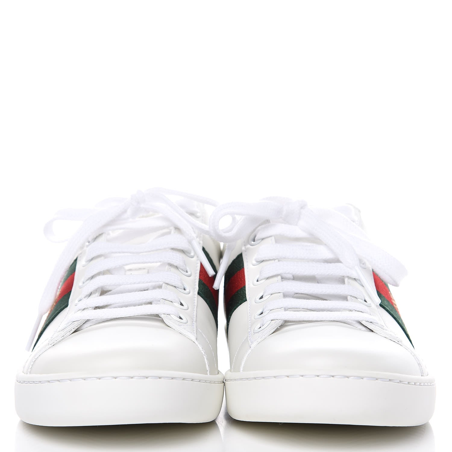 Gucci Calfskin Ayers Bee Embroidered Womens Ace Sneakers 36 White Green 2 of 10