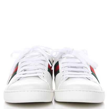 Gucci Calfskin Ayers Bee Embroidered Womens Ace Sneakers 36 White Green 2 of 10