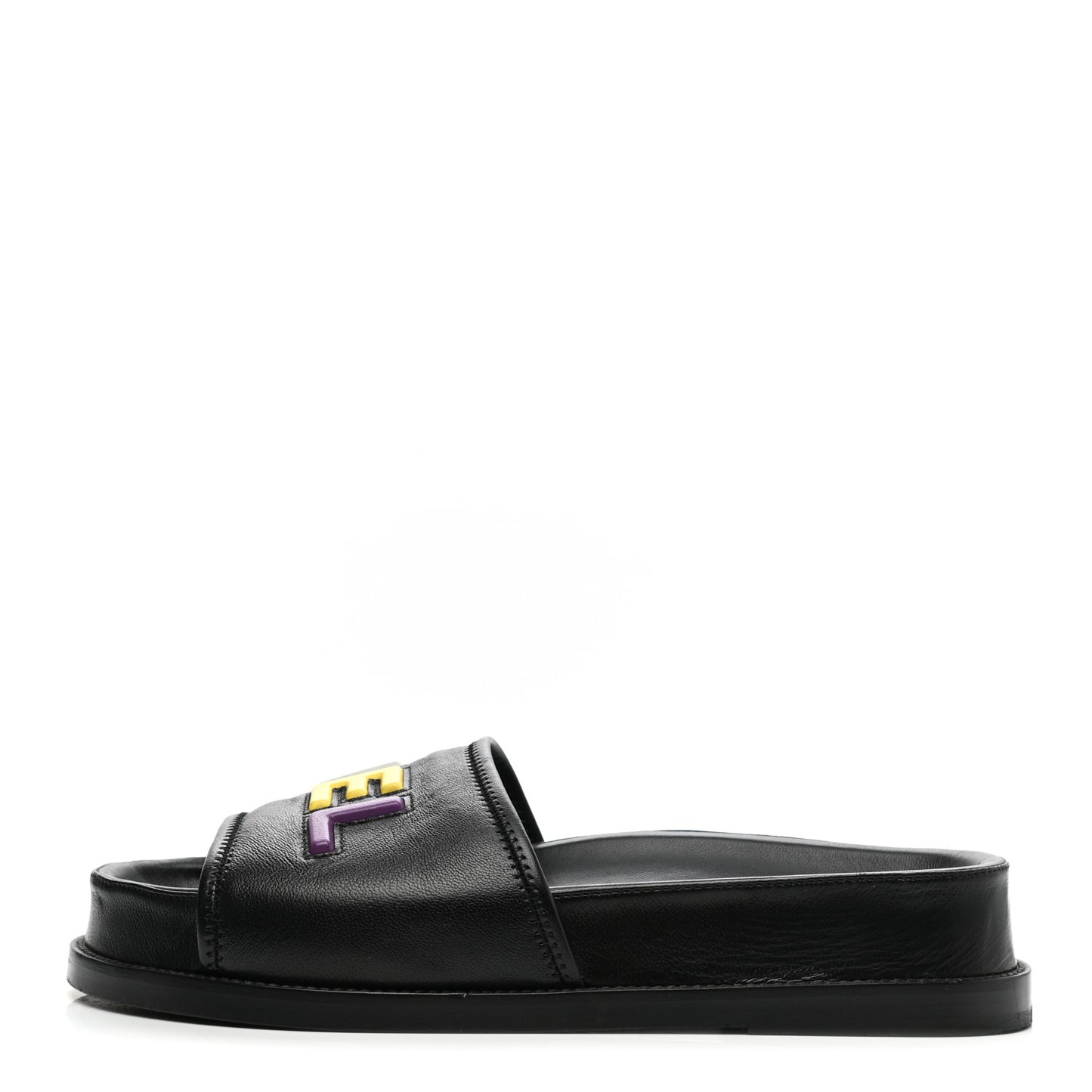 Lambskin Cha-Nel Mule Sandals 39.5 Black Multicolor