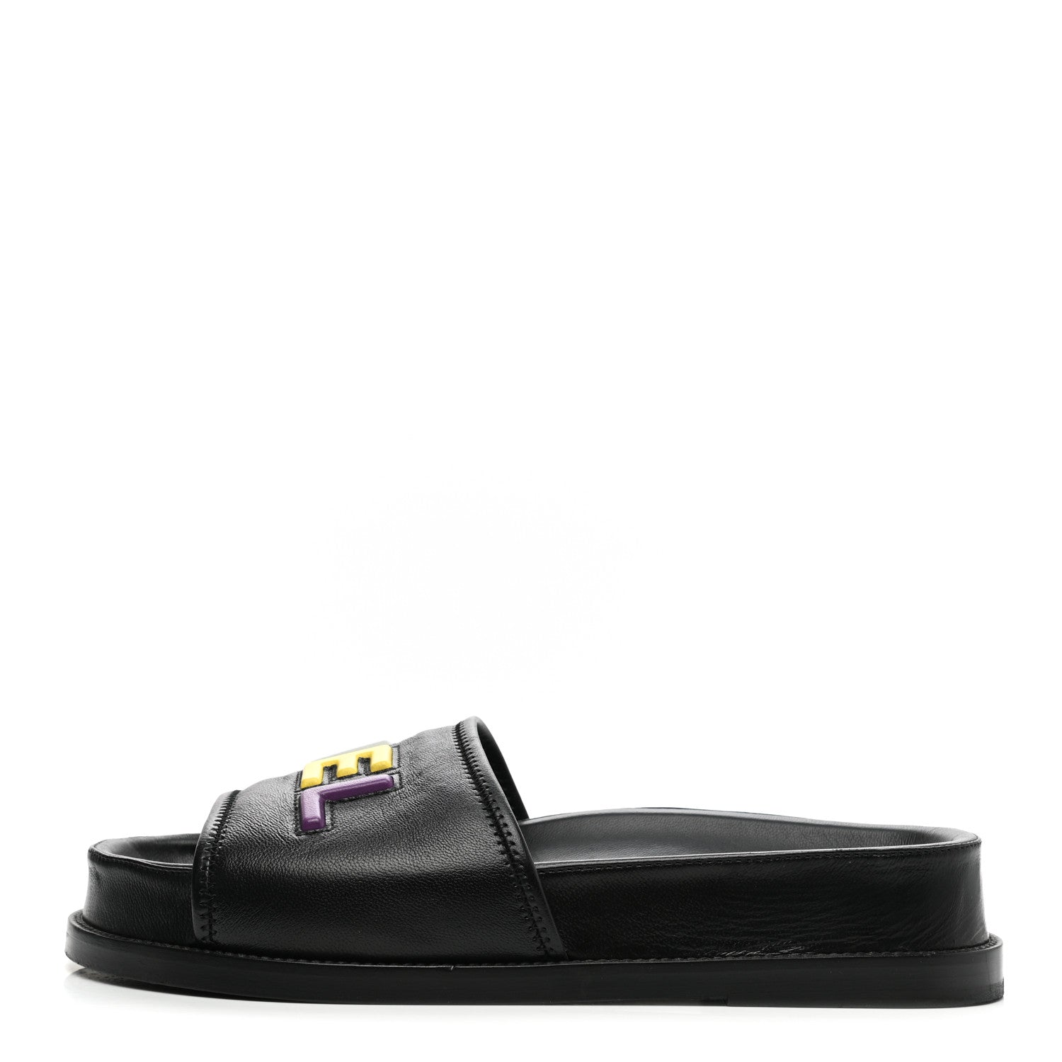 Chanel Lambskin Cha-Nel Mule Sandals 39.5 Black Multicolor 1 of 11