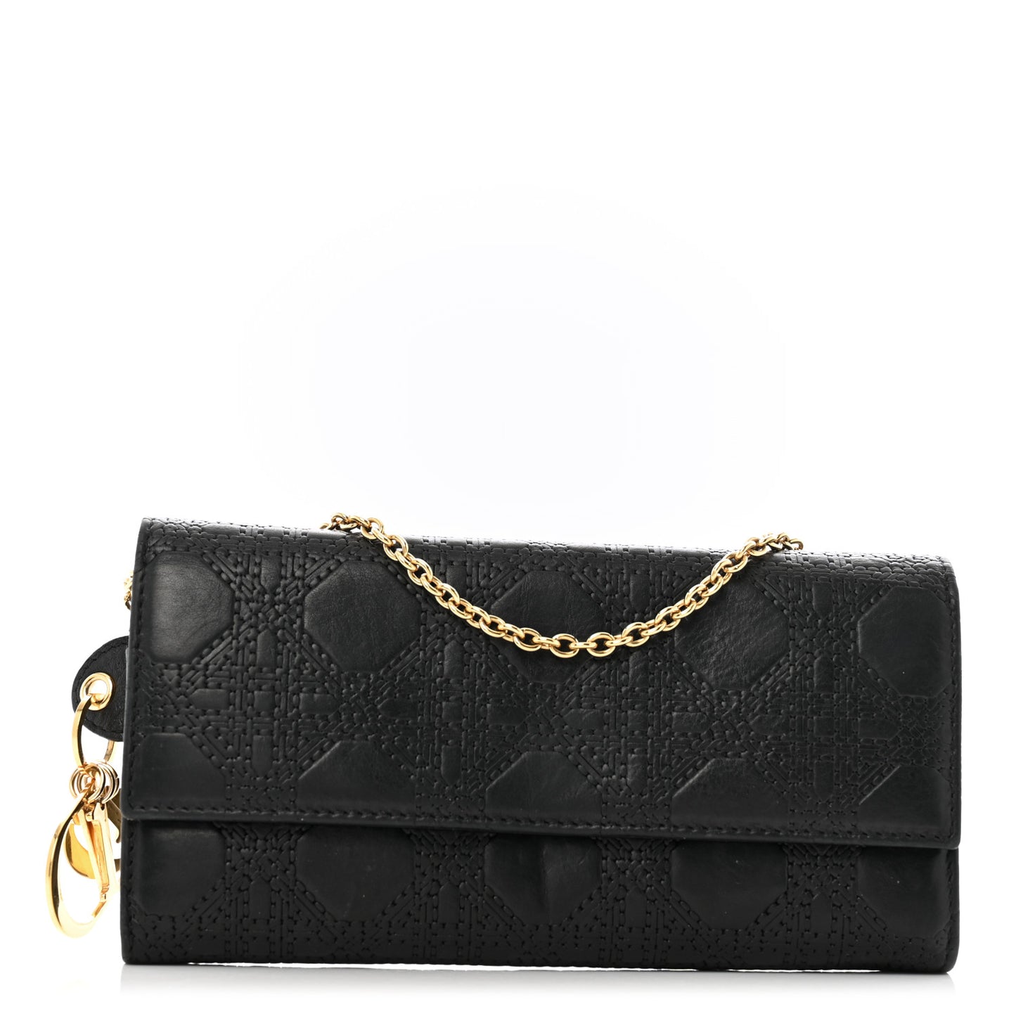 Lambskin Cannage Rendez-vous Chain Wallet Black