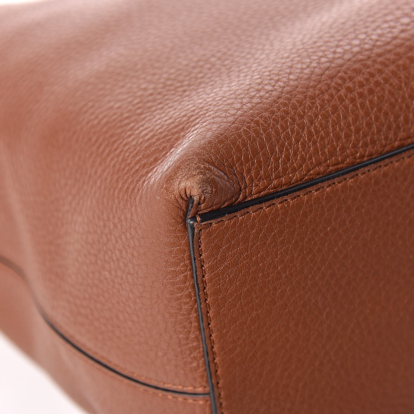 Grained Calfskin Rockstud Shoulder Tote Bright Cognac