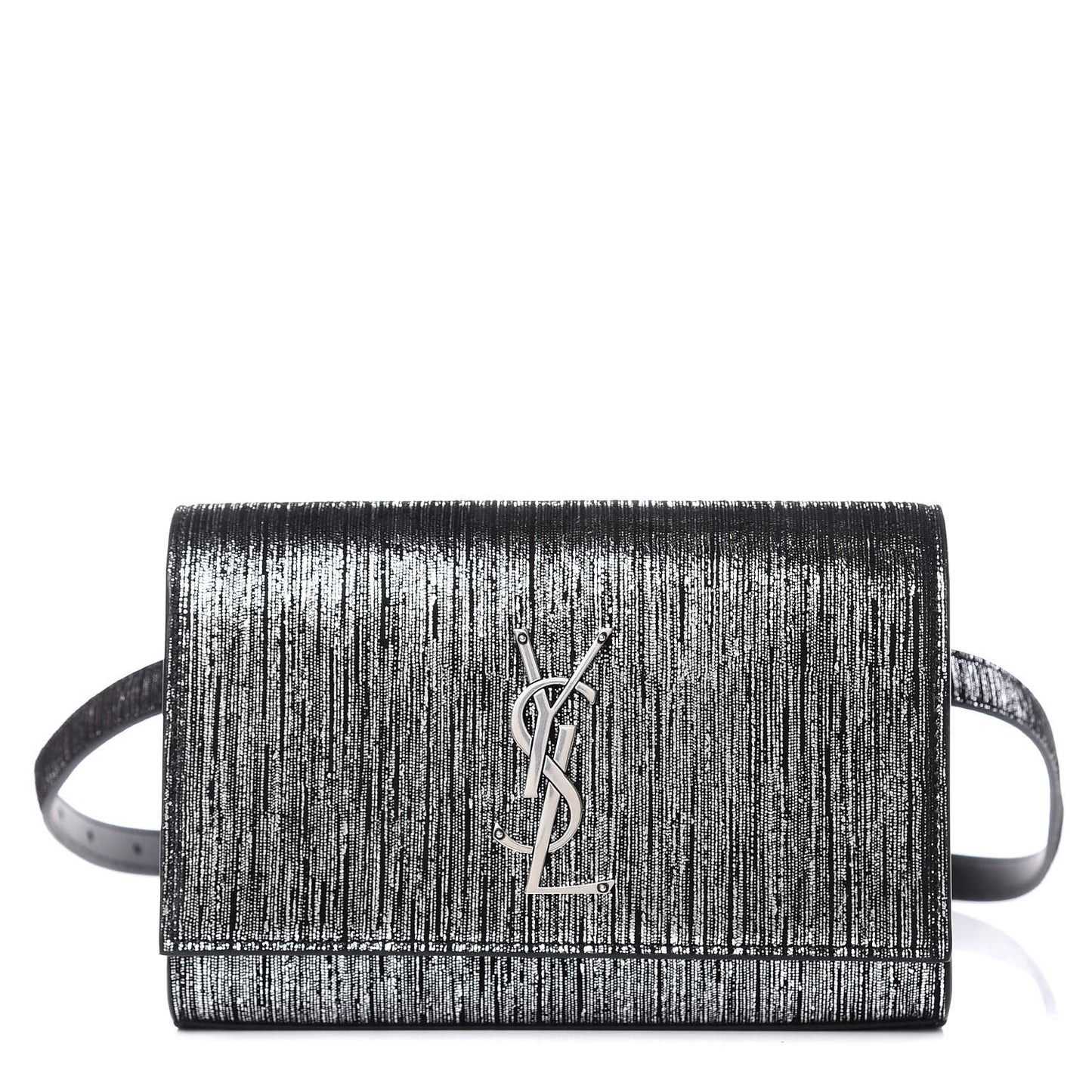 Metallic Lambskin Lame Kate Belt Bag Black Platine