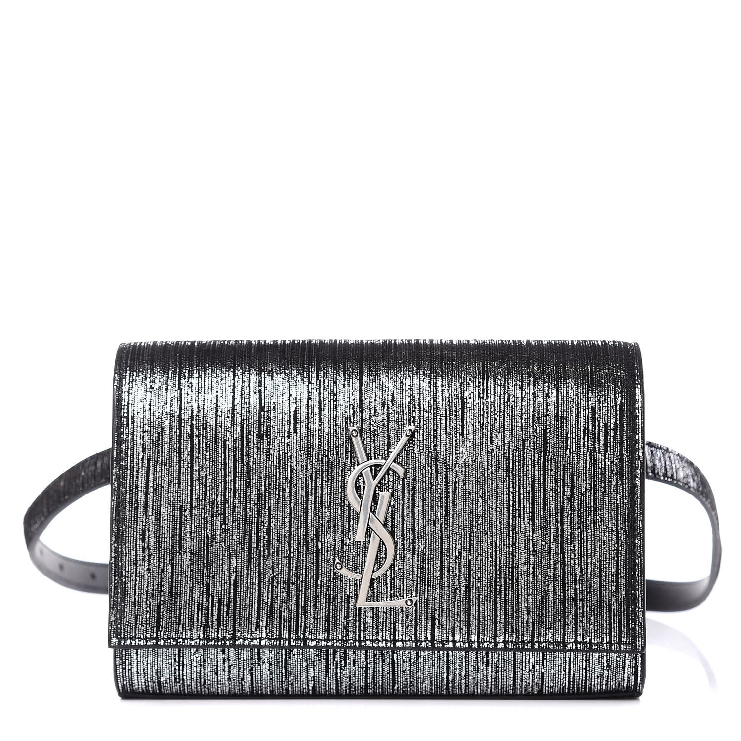 Saint Laurent Metallic Lambskin Lame Kate Belt Bag Black Platine 1 of 8