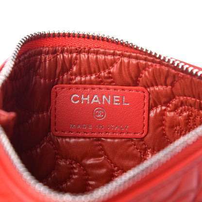 Chanel Goatskin Camellia Embossed Cosmetic Pouch Red 6 of 10