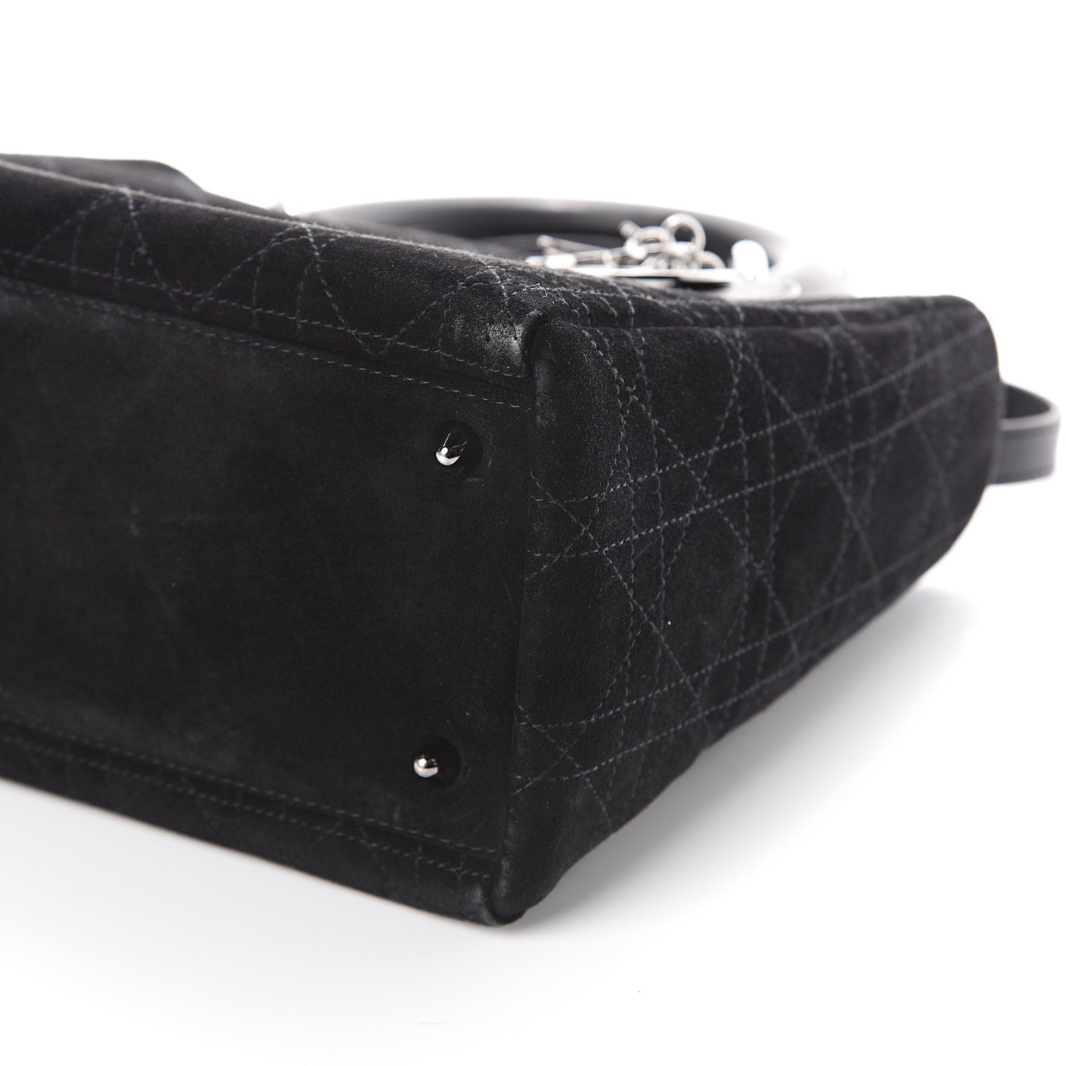 Christian Dior Suede Cannage Stitched Medium Lady Dior Black 7 of 7