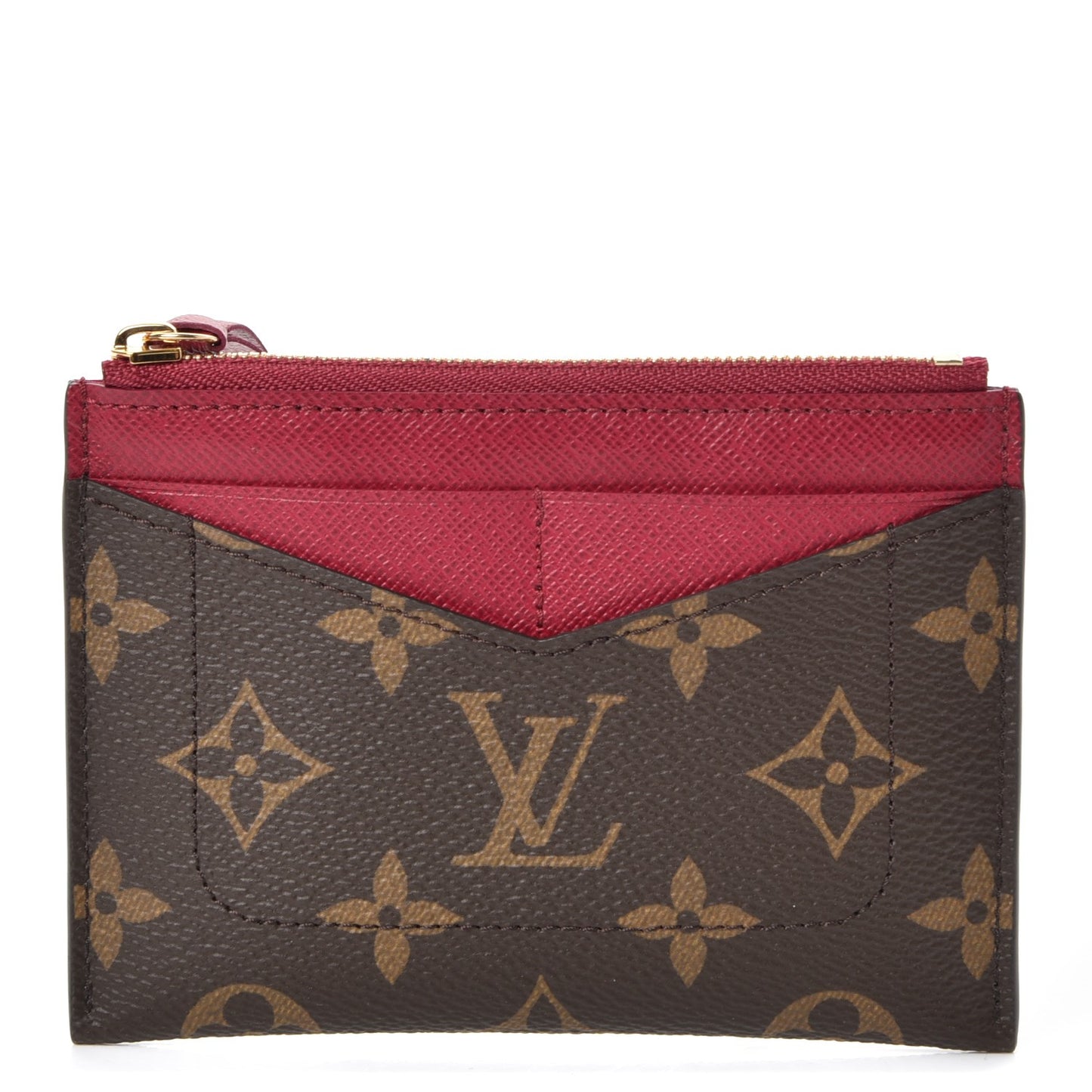 Monogram Zipped Card Holder Fuchsia