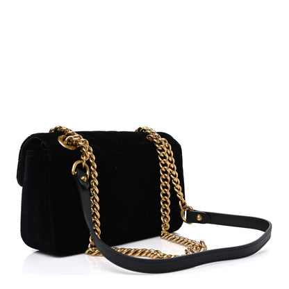 Gucci Velvet Matelasse Mini GG Marmont Shoulder Bag Black 3 of 10