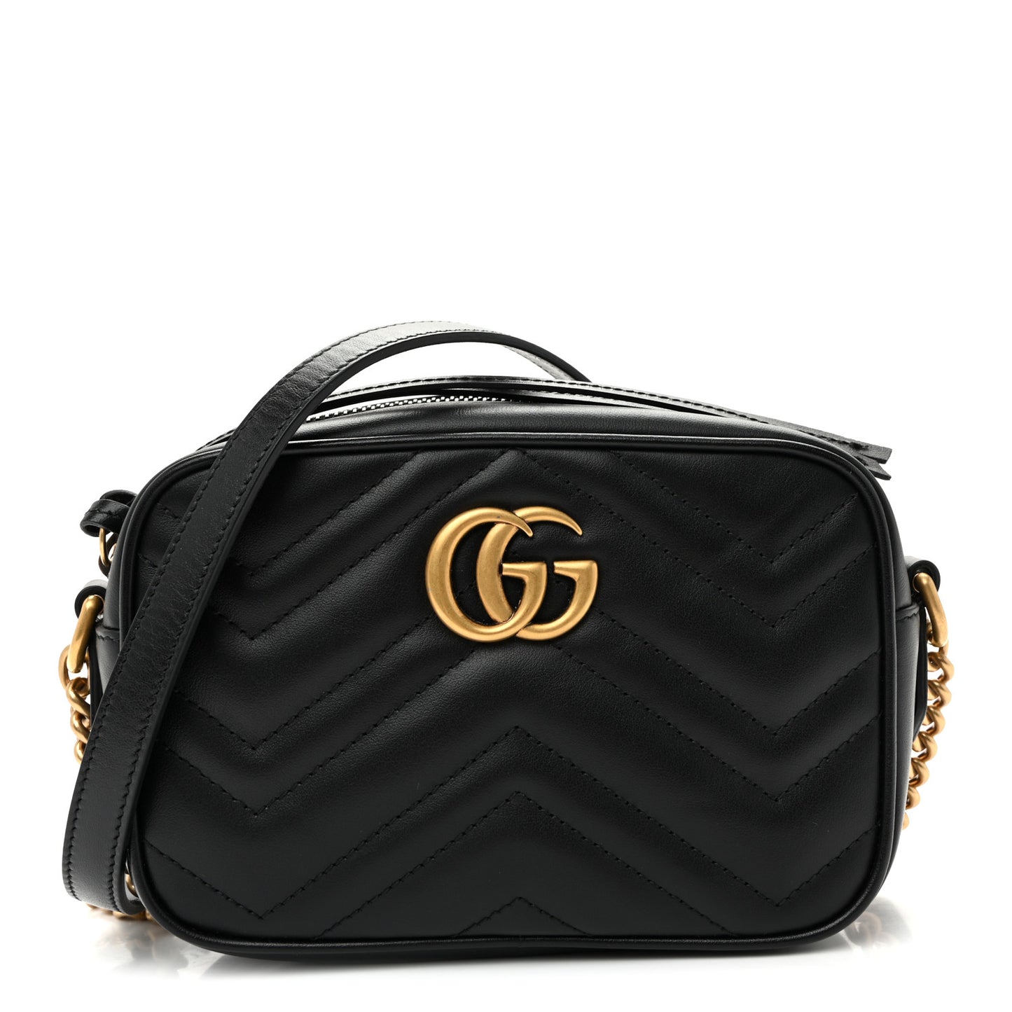 Calfskin Matelasse Mini GG Marmont Chain Shoulder Bag Black