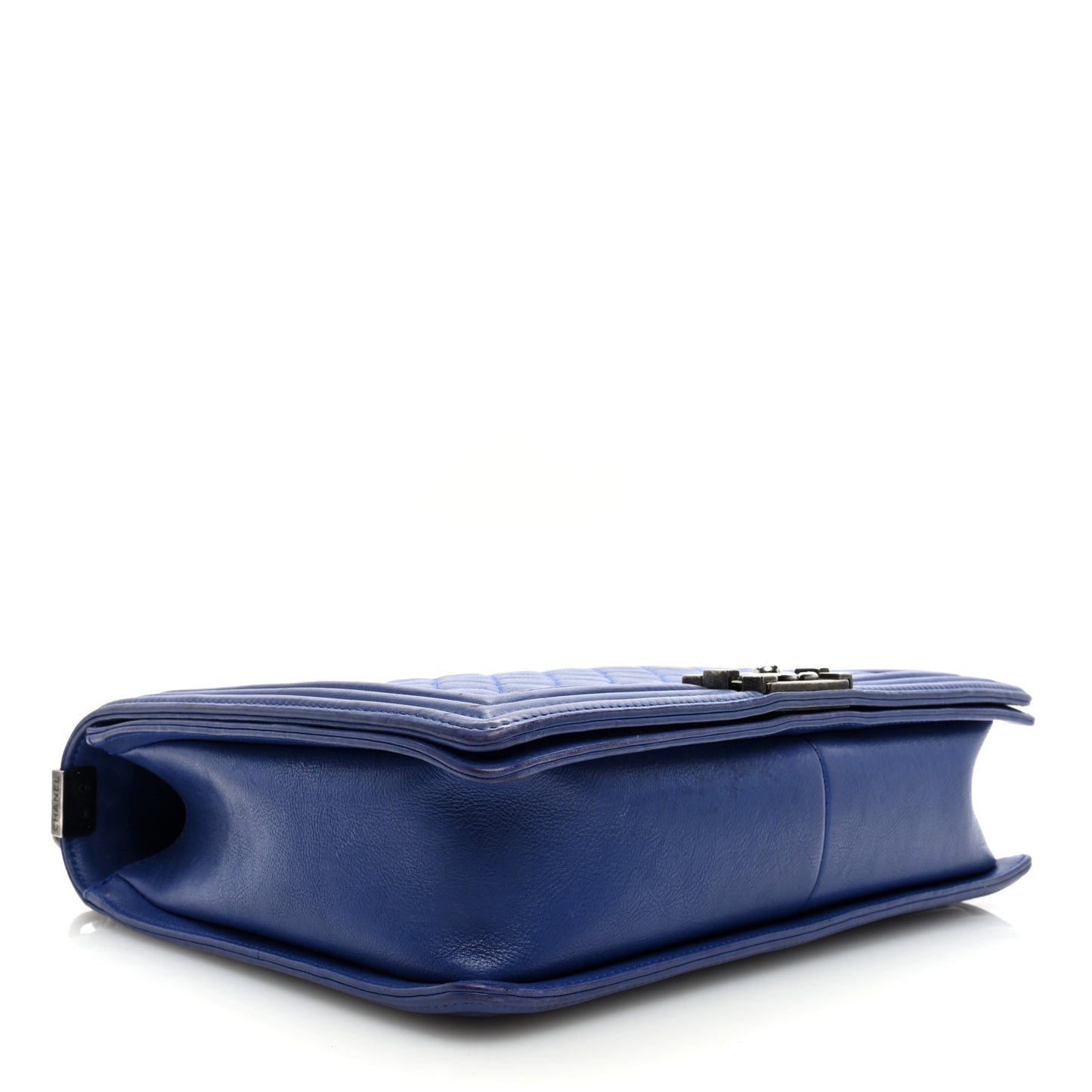 Calfskin Quilted Large Boy Flap Dark Blue
