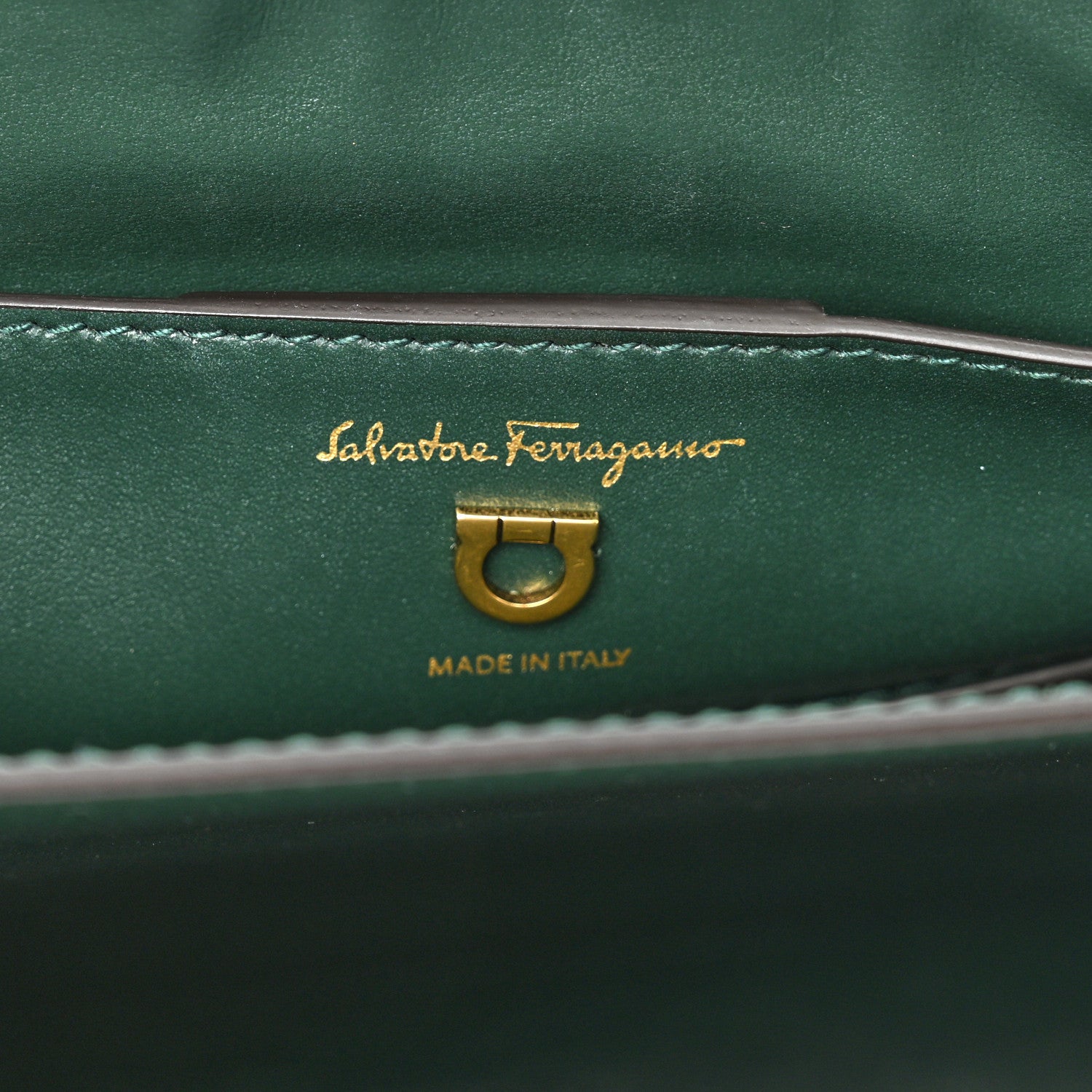 Salvatore Ferragamo Calfskin Margot Top Handle Satchel Dark Green 6 of 10