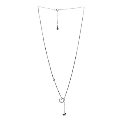 David Yurman Sterling Silver Diamond Cable Heart Lariat Necklace 2 of 4