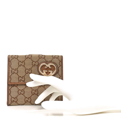 Gucci Metallic Calfskin Monogram Lovely Heart French Flap Wallet Bronze 2 of 7