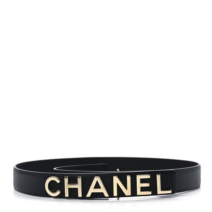 Chanel Calfskin Logo Belt 80 32 Black 1 of 6