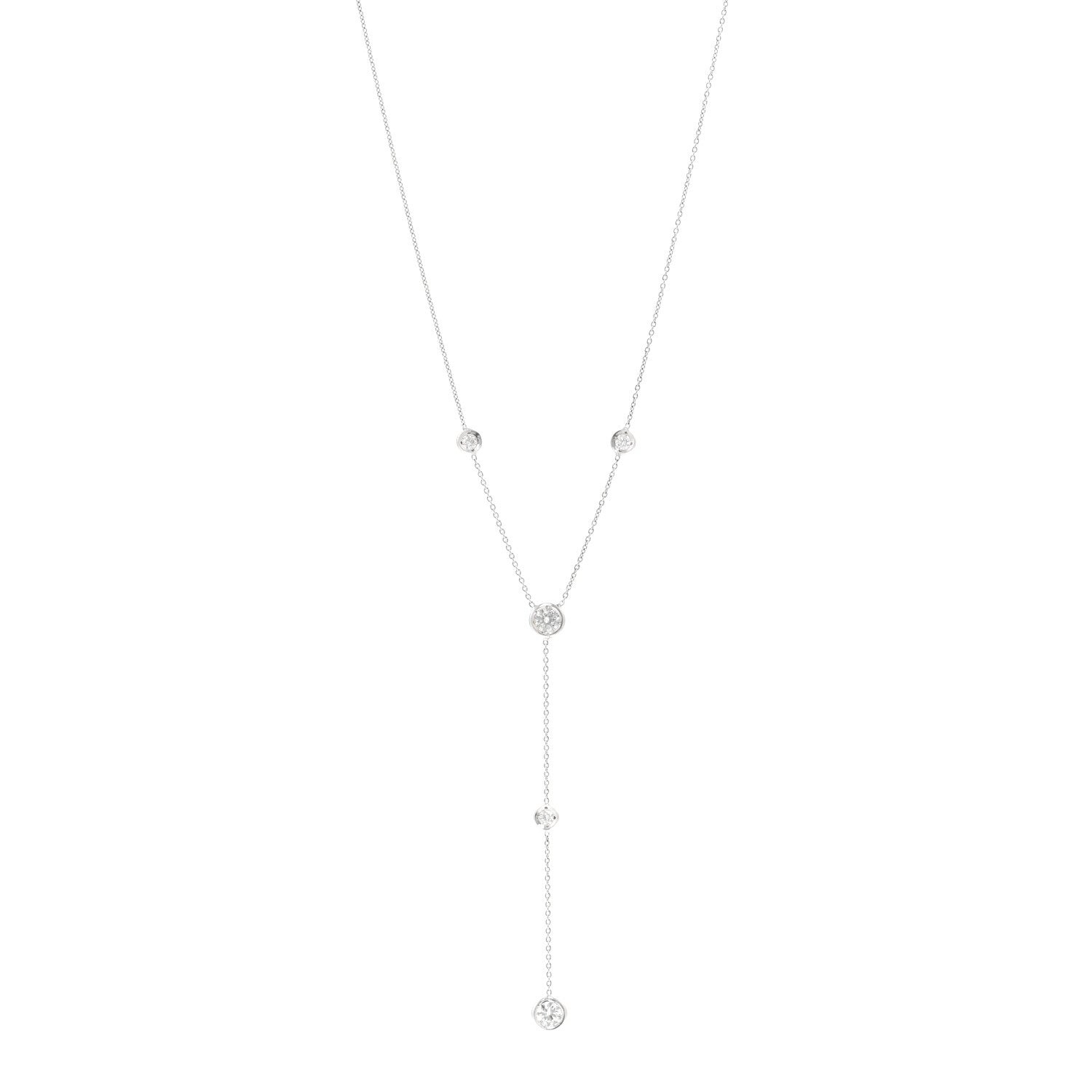 Roberto Coin 18K White Gold Diamond Diamonds By The Inch 5 Station Y Necklace 1 of 4