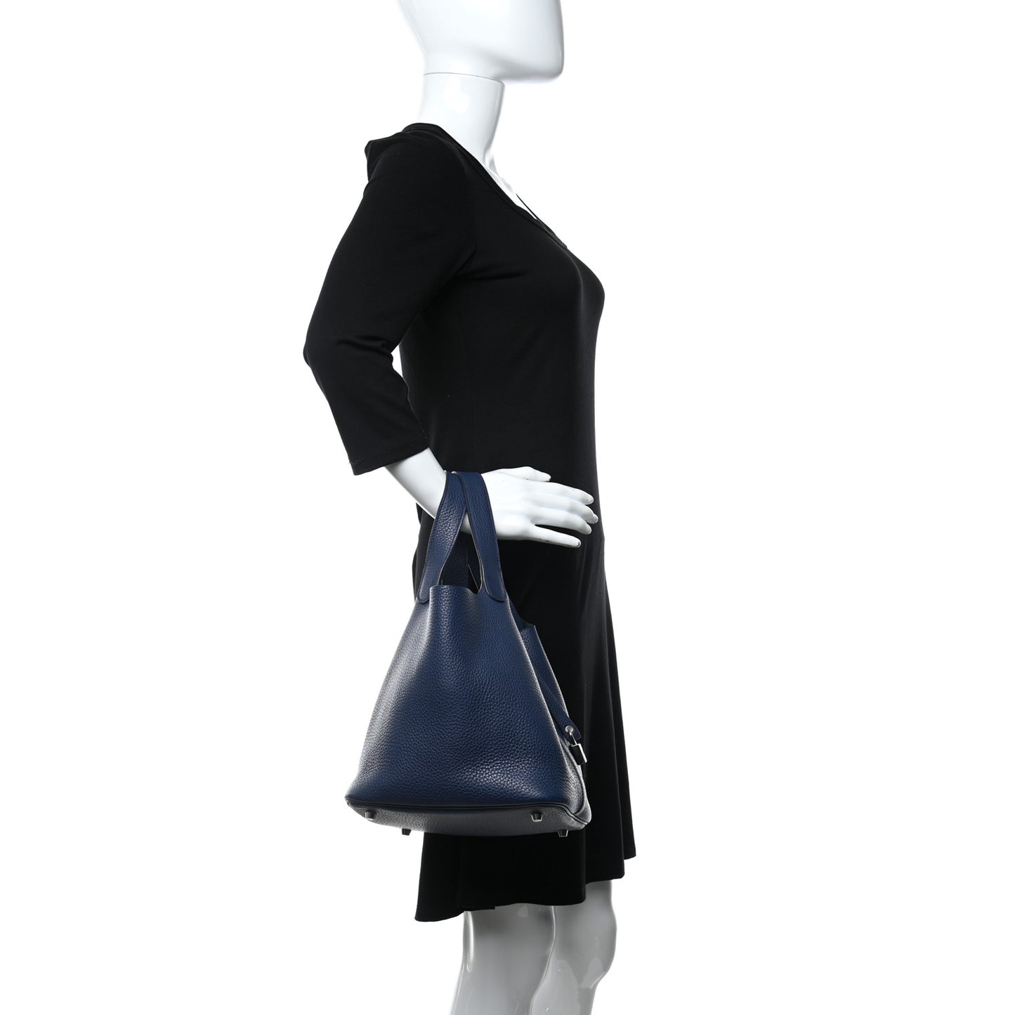 Taurillon Clemence Picotin Lock 22 MM Bleu Saphir