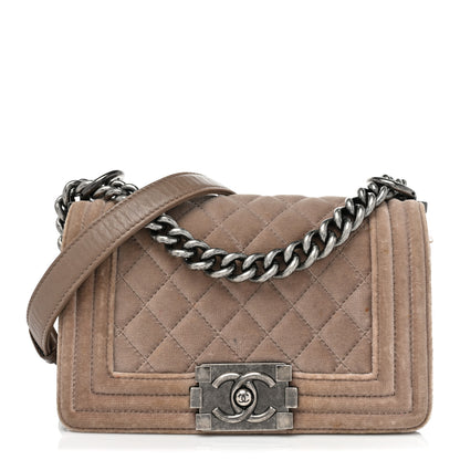 Chanel Velvet Quilted Small Boy Flap Beige 1 of 18