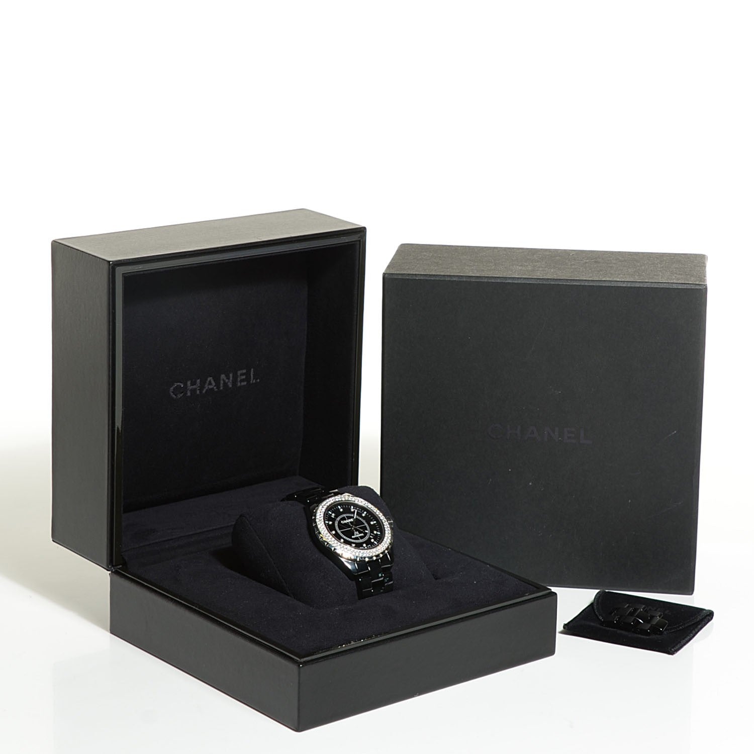 Chanel Stainless Steel Ceramic Diamond Pave Bezel 41mm J12 Automatic Watch Black 7 of 7