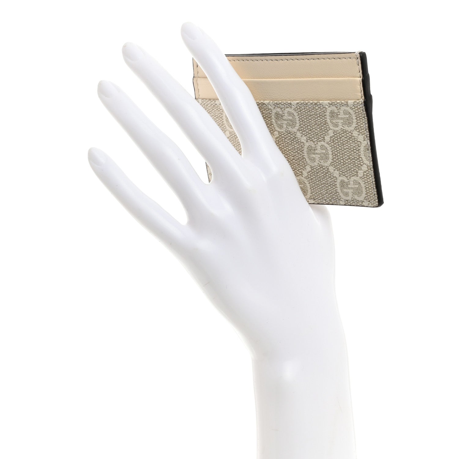 Gucci GG Supreme Monogram Calfskin Card Holder Beige Mystic White 2 of 7