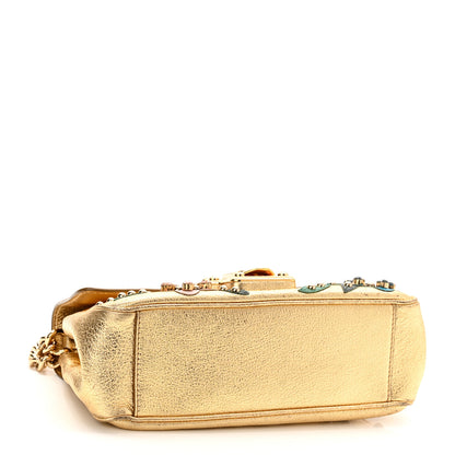 Dolce & Gabbana Metallic Calfskin Crystal Embellished Lucia Shoulder Bag Gold Multicolor 4 of 12