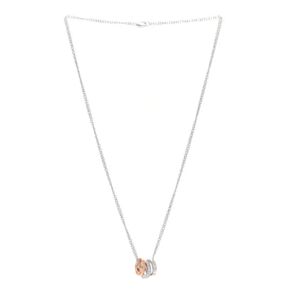 Cartier 18K White Pink Gold Diamond Three Ring LOVE Necklace 3 of 10