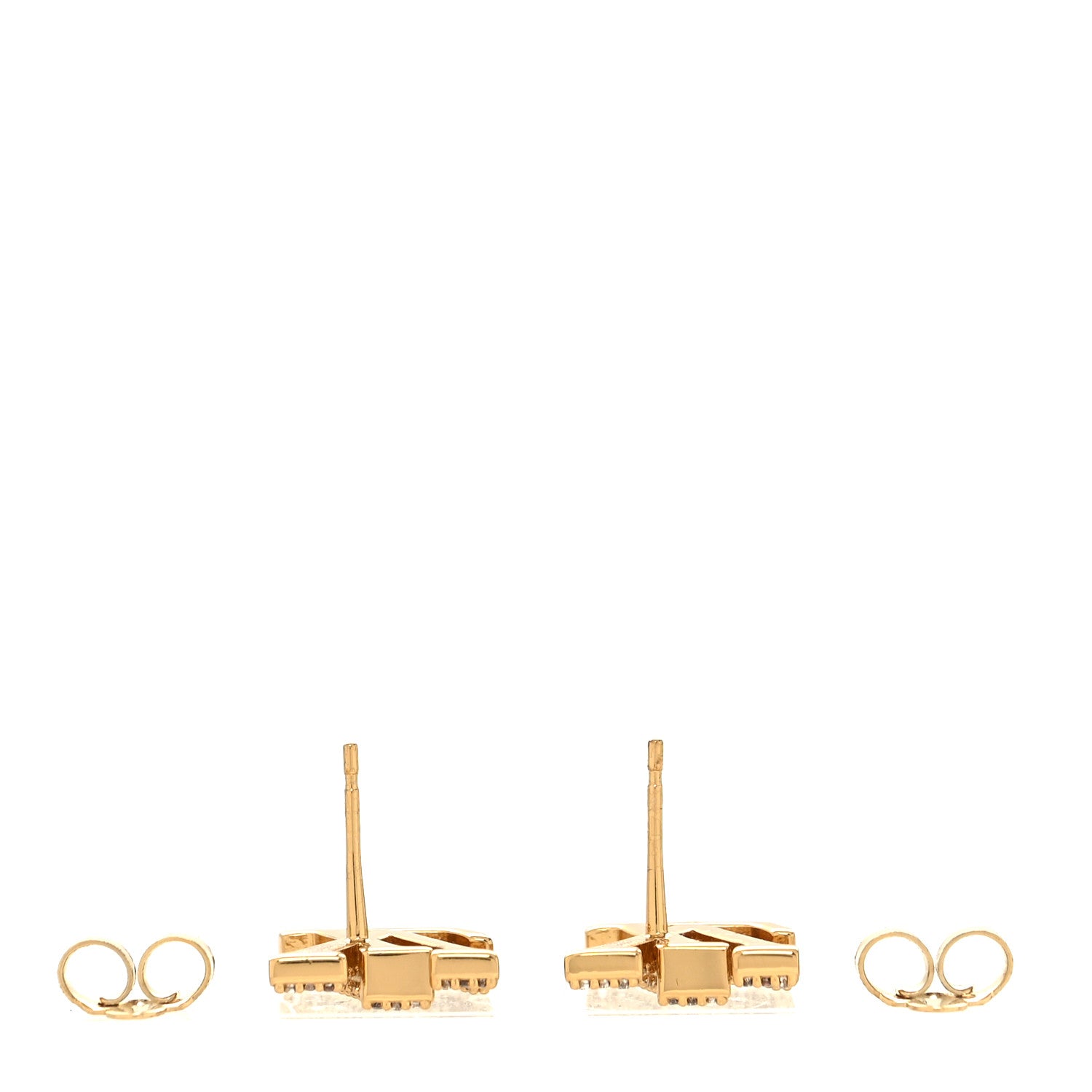 Louis Vuitton Metal Crystal LV Iconic Earrings Gold 3 of 5