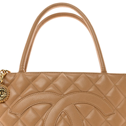 Chanel Caviar Quilted Medallion Tote Beige 8 of 10