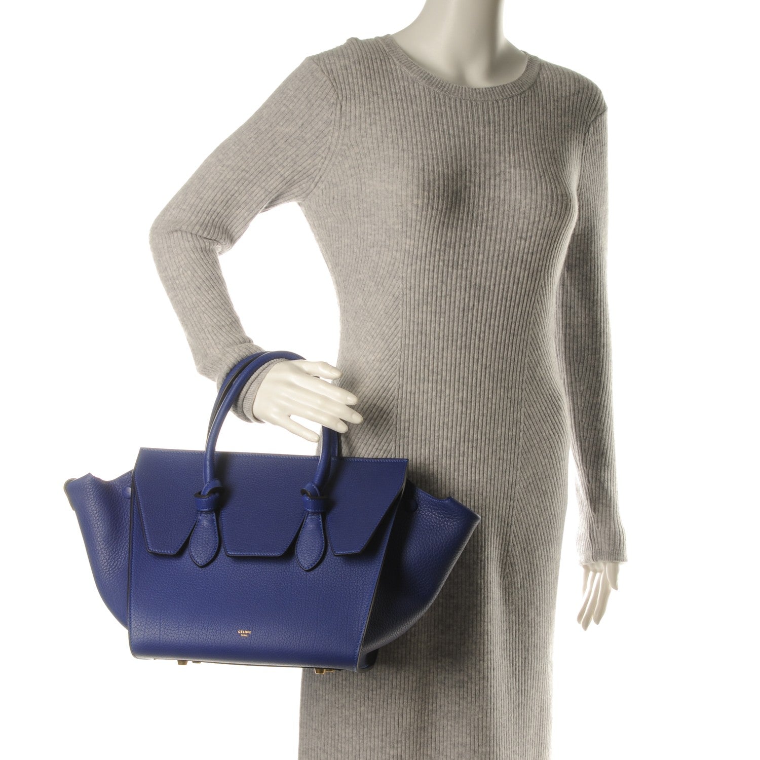 Celine Crisped Calfskin Mini Tie Knot Tote Indigo 2 of 8