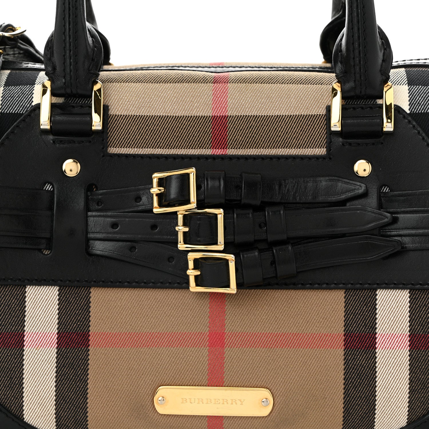 Burberry House Check Bridle Calfskin Medium Alchester Bowling Bag Black 6 of 13