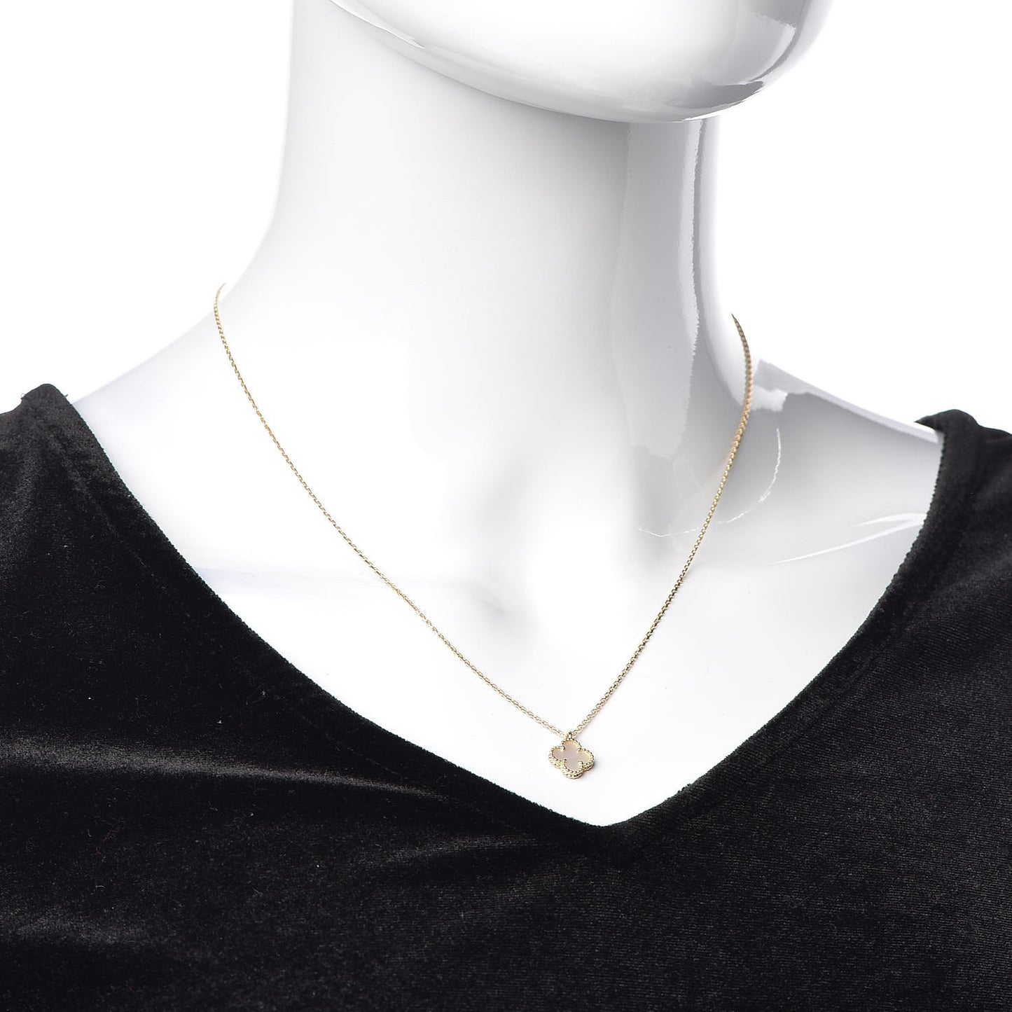18K Yellow Gold Mother of Pearl Sweet Alhambra Pendant Necklace