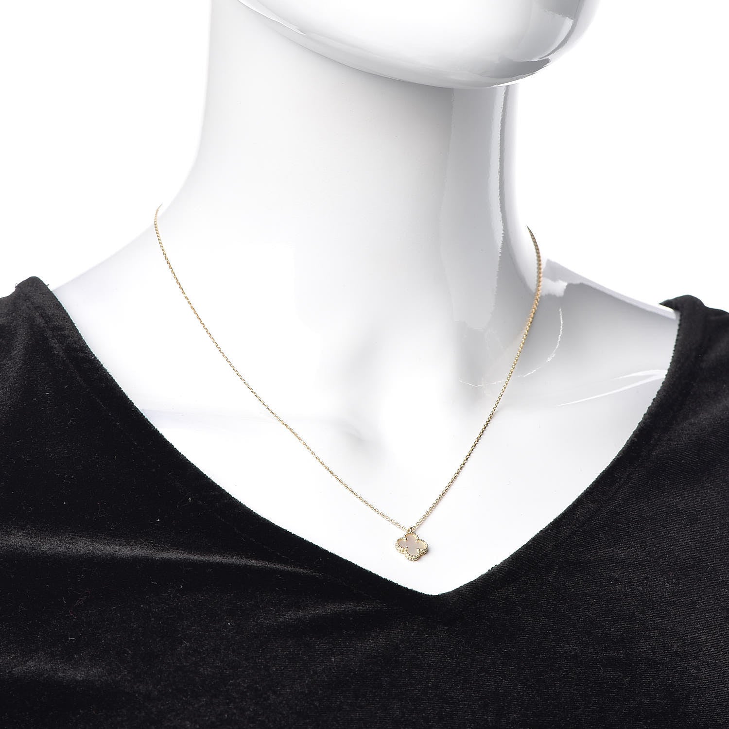 Van Cleef & Arpels 18K Yellow Gold Mother of Pearl Sweet Alhambra Pendant Necklace 2 of 8