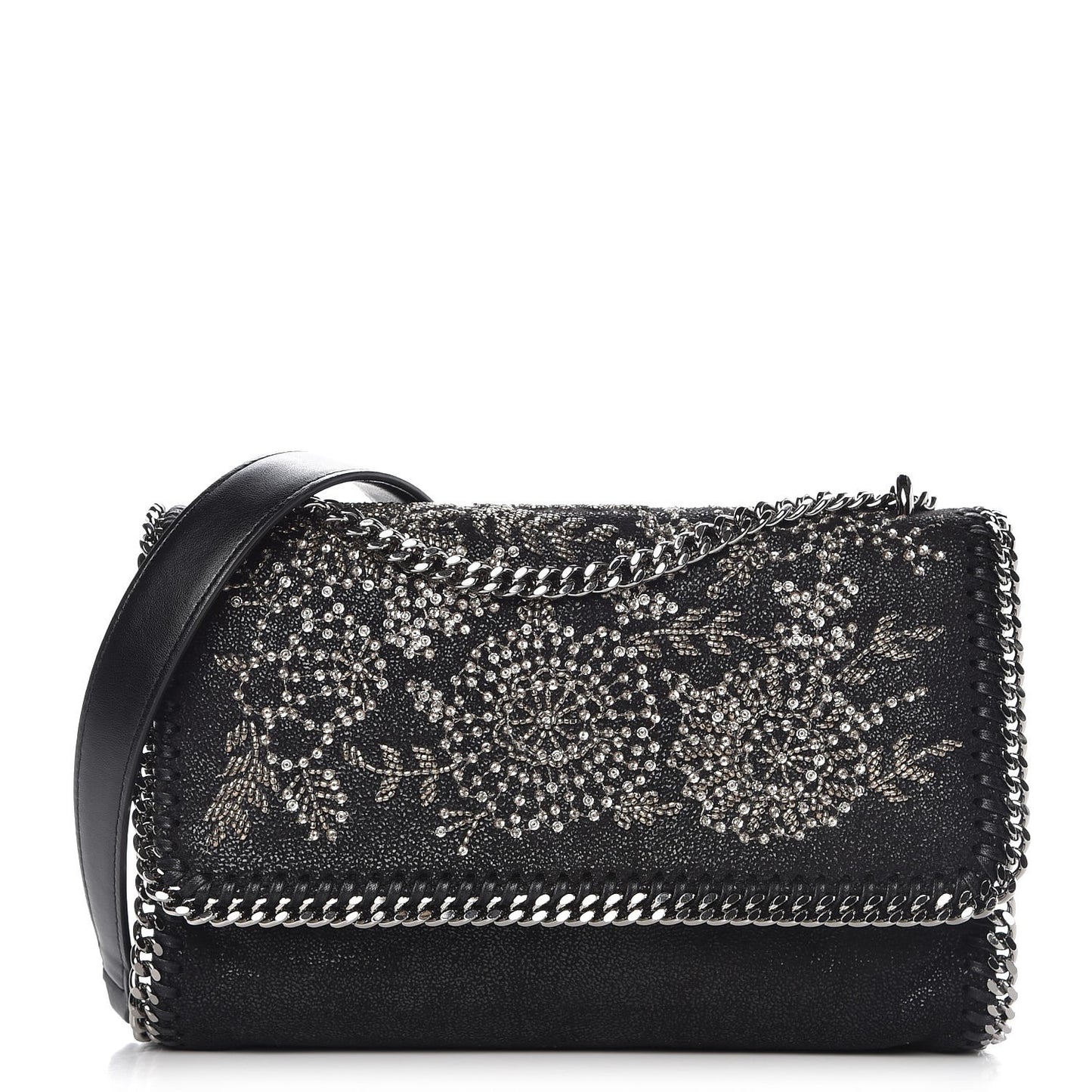 Shaggy Deer Beaded Flowers Falabella Messenger Black
