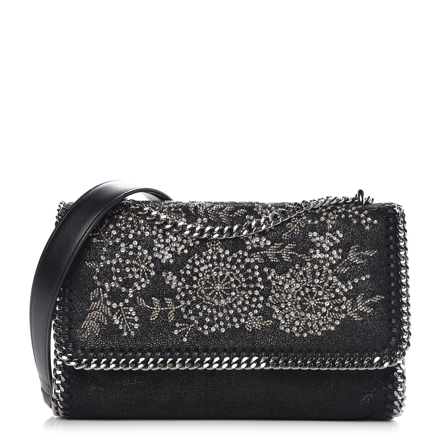 Stella McCartney Shaggy Deer Beaded Flowers Falabella Messenger Black 1 of 7