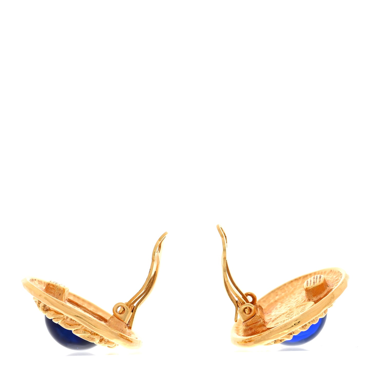 Poured Glass Gripoix Clip On Earrings Gold Blue