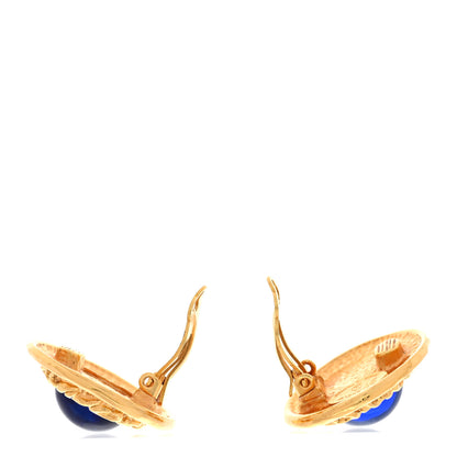 Chanel Poured Glass Gripoix Clip On Earrings Gold Blue 3 of 5