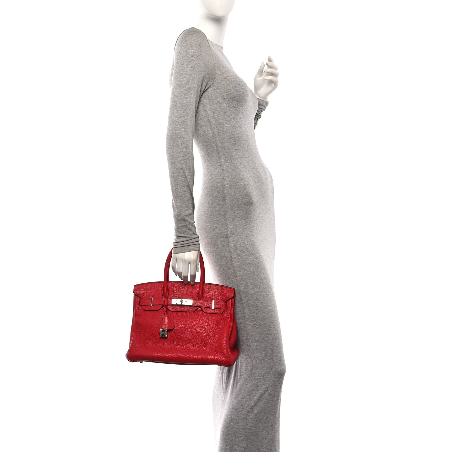 Hermes Taurillon Clemence Birkin 30 Rouge Casaque 2 of 12