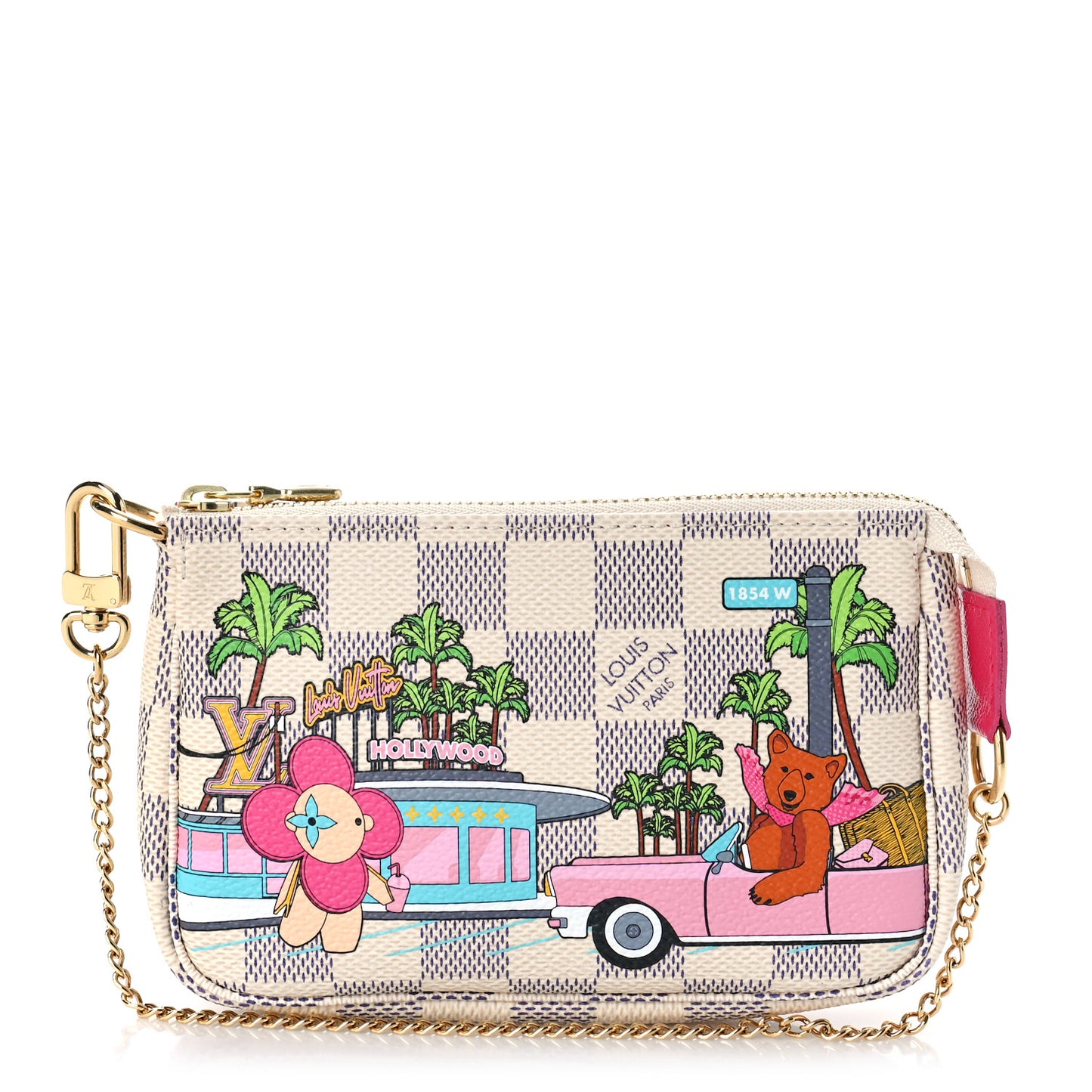 Damier Azur 2021 Christmas Animation Hollywood Mini Pochette Accessories Fuchsia