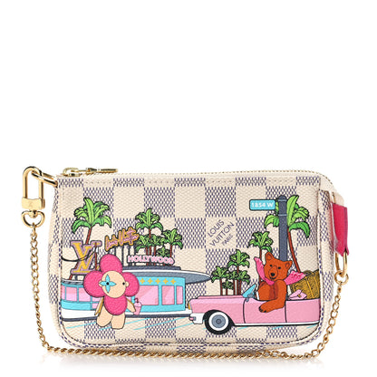 Louis Vuitton Damier Azur 2021 Christmas Animation Hollywood Mini Pochette Accessories Fuchsia 1 of 11