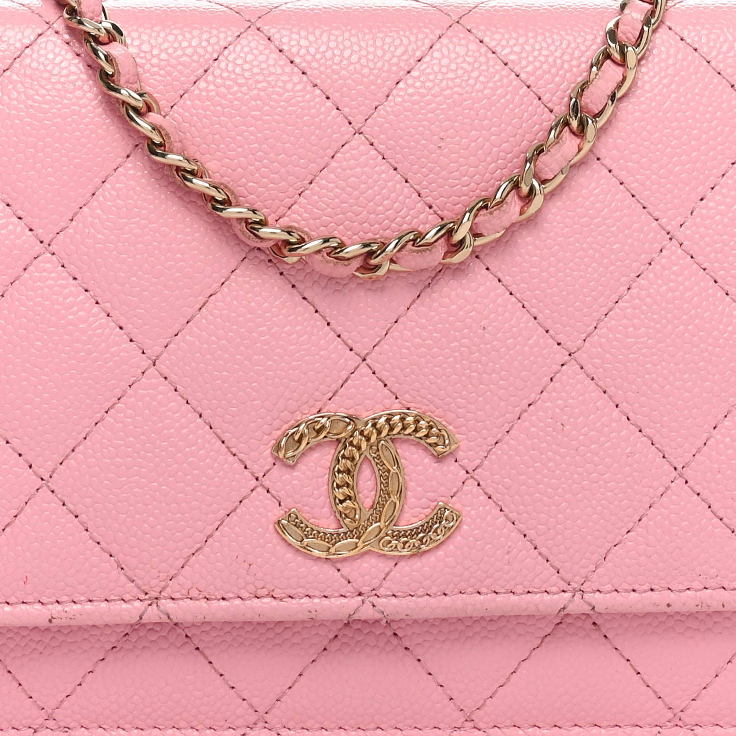 Chanel Caviar Quilted Chain CC Wallet On Chain WOC Pink 9 of 11