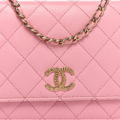 Chanel Caviar Quilted Chain CC Wallet On Chain WOC Pink 9 of 11