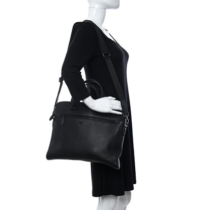 Salvatore Ferragamo Tumbled Calfskin Business Bag Black 2 of 11