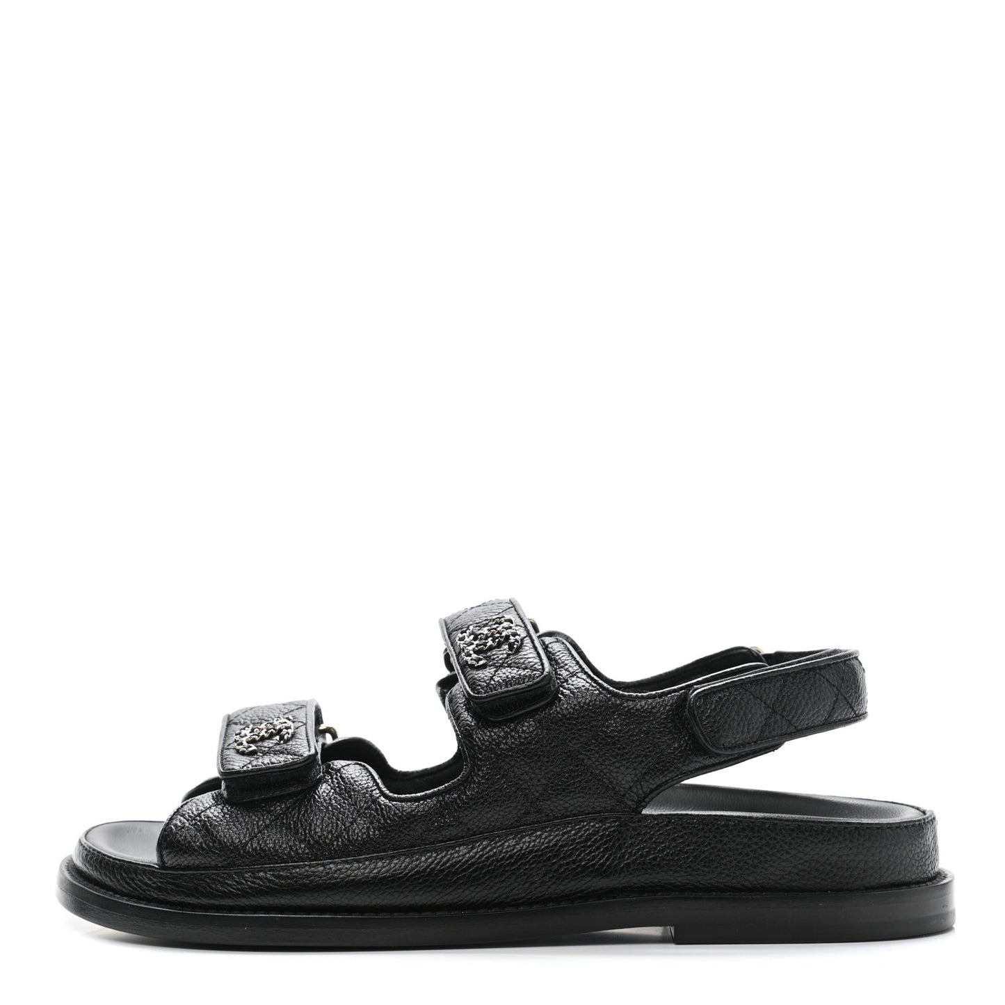 Grained Calfskin Velcro Dad Sandals 36.5 Black