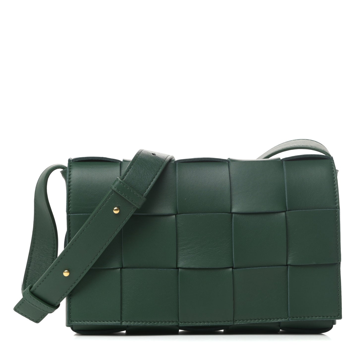Lambskin Maxi Intrecciato Cassette Crossbody Bag Raintree Green