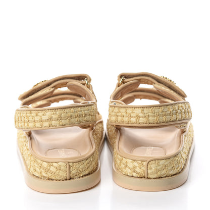 Chanel Braided Fabric Velcro Dad Sandals 40 Beige 5 of 10