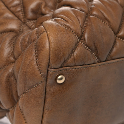 Chanel Calfskin Bubble Quilt Bowler Brown 11 of 28