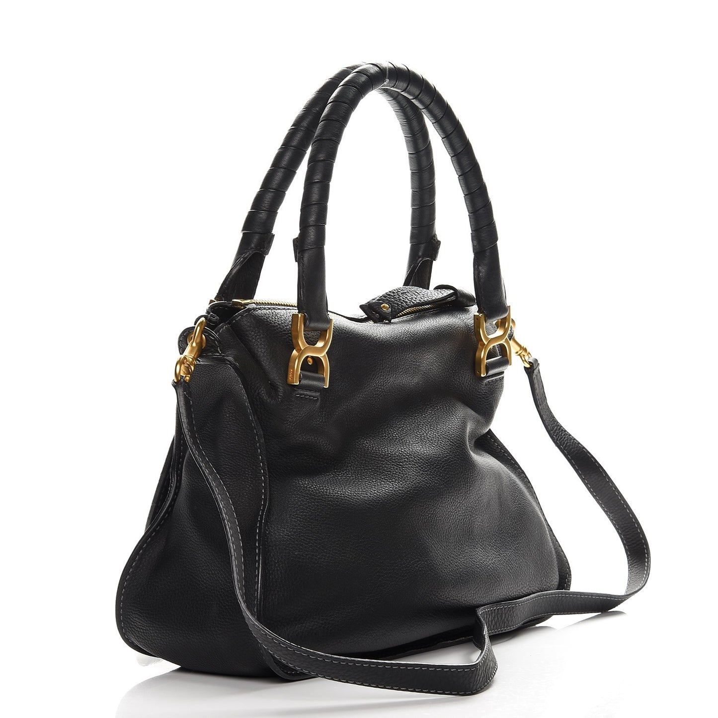 Calfskin Medium Marcie Satchel Black